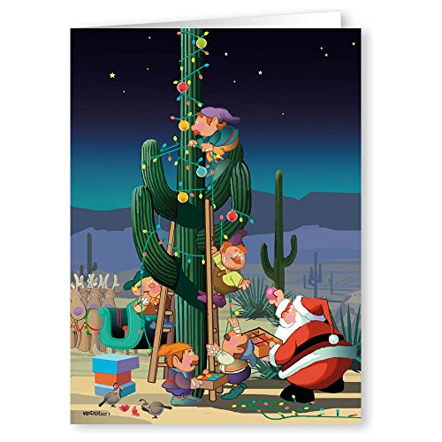 Tarjeta De Navidad Decorativa Cactus Del Desierto, 18 T...