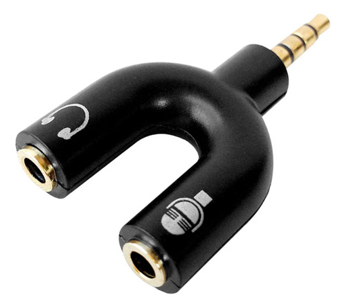 Adaptador De Audífonos Divisor 3.5mm A Doble 3.5mm Negro