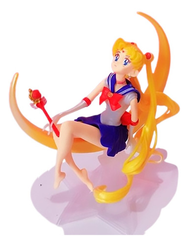 Sailor Moon Sentada En Luna Figura De Colección Anime Manga