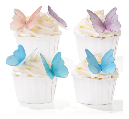 Mariposas De Papel De Obleas Para Decoracion De Cupcakes, 48