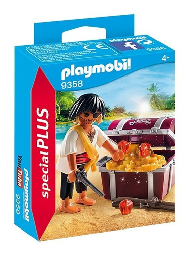 Imagen 1 de 6 de Playmobil Pirata Con Cofre Del Tesoro 9358 Original Educando