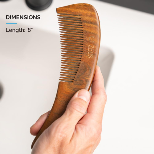 Peine De Barba Zeus Boomerang De Sándalo M31 Con Funda Color