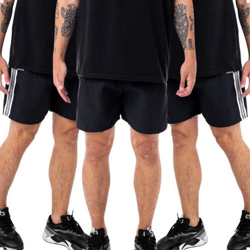 Kit 03 Shorts Masc Tactel Praia Verao Esportes Acad Ref 192