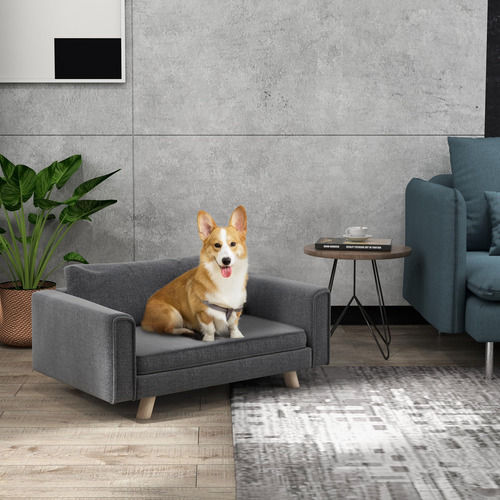 Sofá Elevado Para Perros Pequeños Y Medianos Color Gris Gris Talle