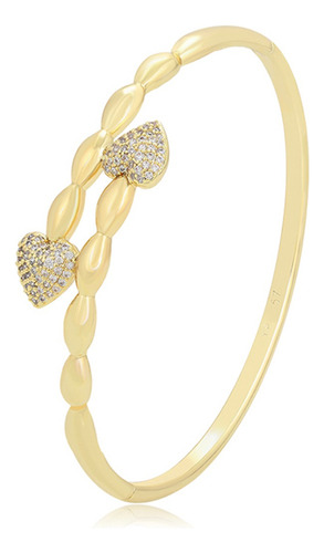 Brazalete Oro 14k Lam Flecha Corazon 5.7cm Regalo 