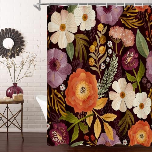 Cortina De Ducha Floral Bohemia, Cortinas De Ducha Abstracta