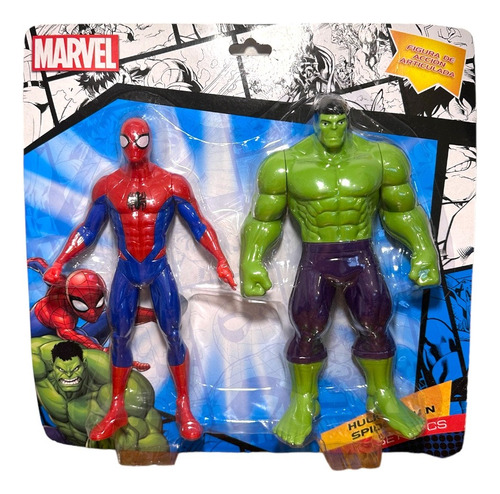 Set 2 Muñecos Spiderman Y Hulk Marvel Figura Articulada 23cm