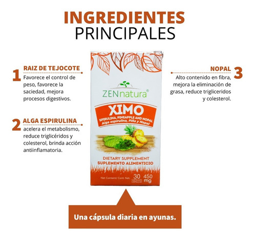 Suplemento Zen Natura Control de peso Raiz de tejocote XIMO - cápsula