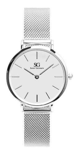 Relógio Saint Germain Harlem Silver 32mm Cor do bisel Prateado Cor do fundo Branco