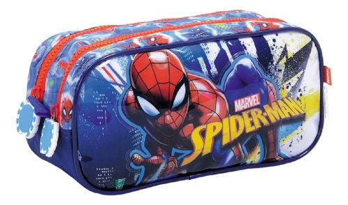 Cartuchera Spiderman Portalapiz 2 Cierre Wabro 11736 Color Azul