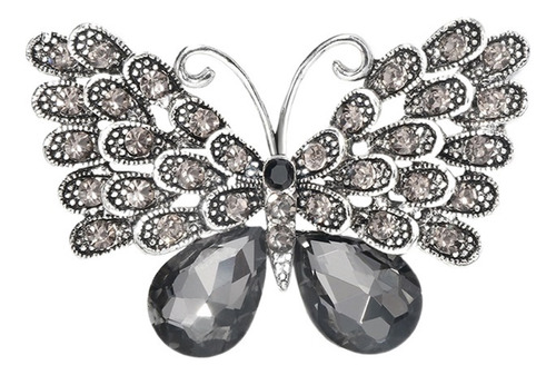 Calidad Broche Diamantes Mariposa Cristal Gris,vintage