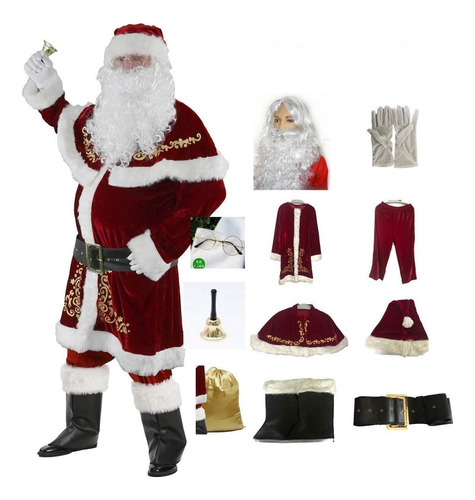 Traje De Papá Noel Extragrande De Lujo De Alta Calidad Para