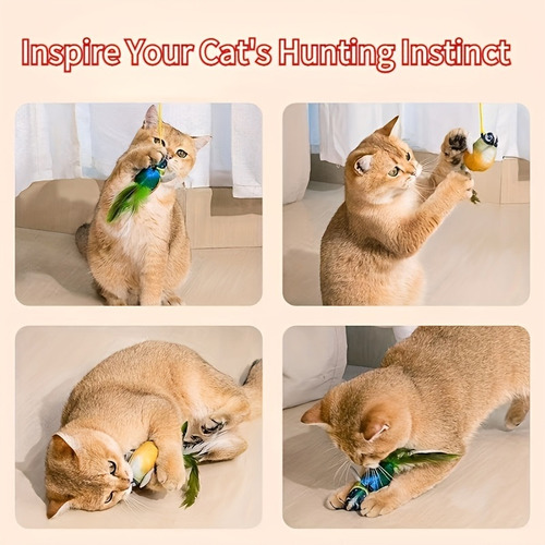 3× Varita De Juego Para Gatos Con Plumas Artificiales