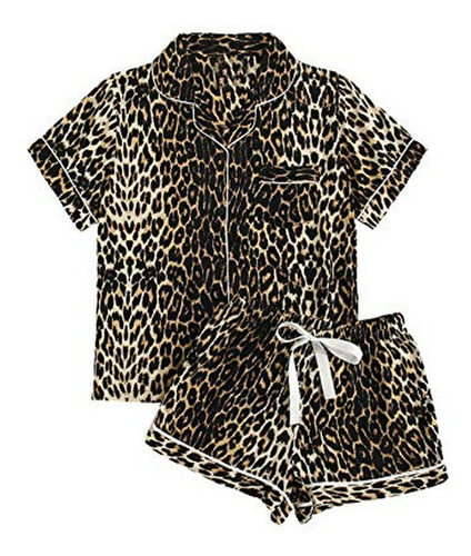 Milumia Conjunto De Pijama Con Estampado De Leopardo Causal 