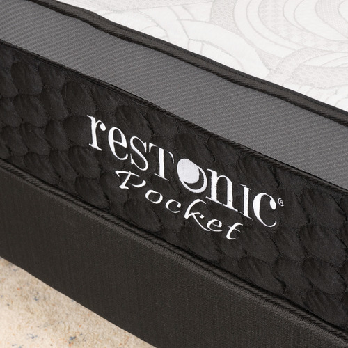 Box Spring Americana Restonic black pocket Individual de 190cmx100cm blanco con gris
