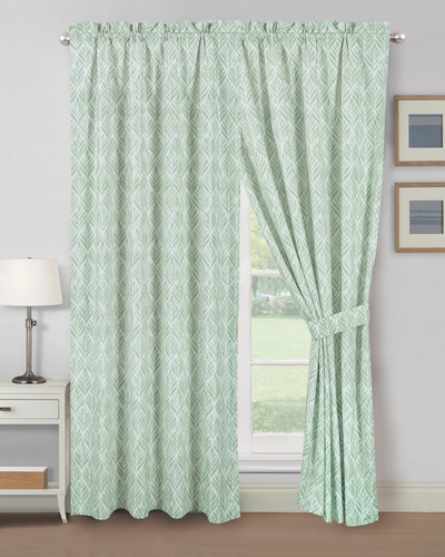 Juego De 4 Cortinas De Hojas Verdes Y Blancas 305 X 213 Cm