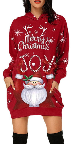 Navidad Vestido Suéter Reno Santa Sudadera Con Capucha Otoño
