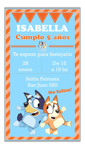 Invitación Tarjeta Digital Personalizada Bluey