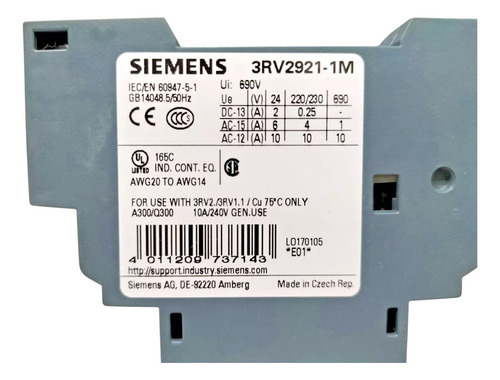 Interruptor De Sinalização 3rv2921-1m | Siemens