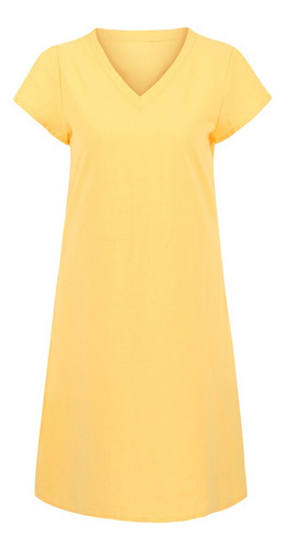 Vestido De Lino De Algodón Para Mujer, Cuello En V, Manga Co
