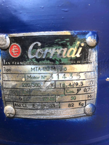 Motor Eléctrico Trifasico 5,5 Hp 955 Rpm Fijacion Frontal (Usado)