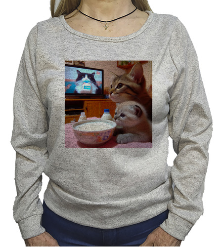 Musculosa Dama Gatito Tomando Leche En Casa M1