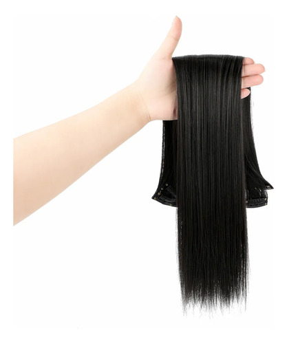 Extensiones De Cabello Con Clip, 7 Piezas, Cabeza Completa, Negro Natural