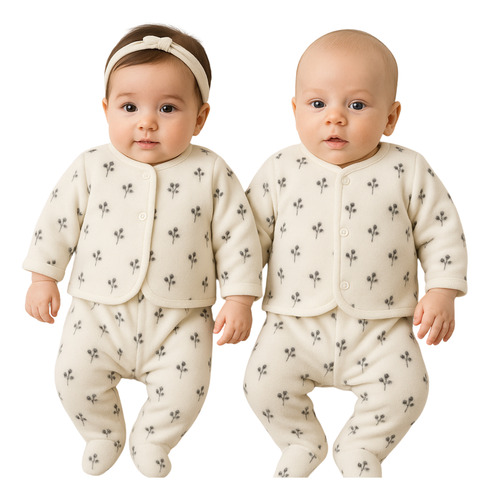 Conjunto Bebe Pétalos De Invierno - Tienda De Mimos Blanco 1-3 M