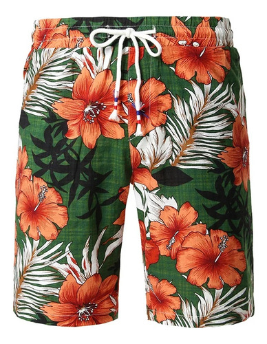 Pantalones Cortos De Playa Con Estampado 3d De Hojas Flores