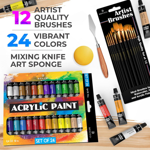 Juego Completo De Pintura Acrílica De 24 Colores Intensos De