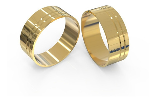 Alianças Par Aliança 7mm Friso Ouro 18k Amarelo Mc19(7)-1