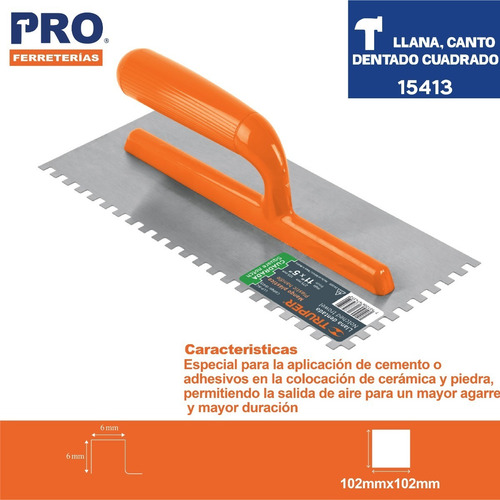Imagen 2 de 5 de Llana, Canto Dentado Cuadrado, 6 Remaches, 11 , 15413