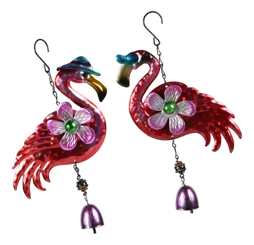 2pcs Flamingo Holiday Wind Chimes Flamingo Rojo Con Campana