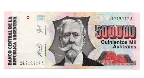 Billete Argentina 500000 Australes Bottero 2899 Serie A Ex (Usado)