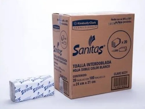 Sanita Toalla Interdoblada Con 2000 Piezas 20 Paquetes D 100