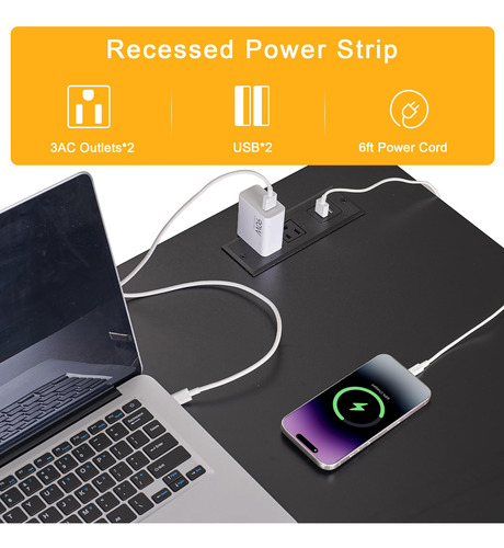 Escritorio Para Computadora Con Puertos Usb Y Estantes De Al