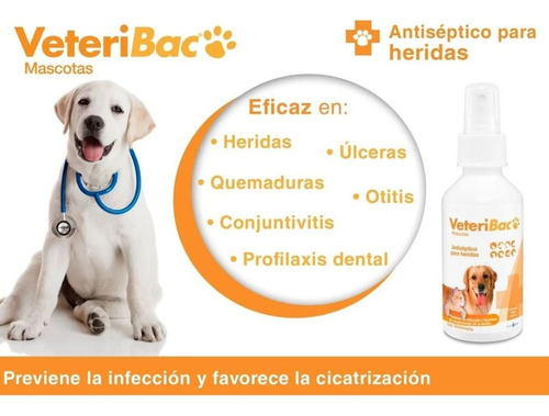 Veteribac Spray 500 Ml Antiséptico Herida No Arde Ni Irrita