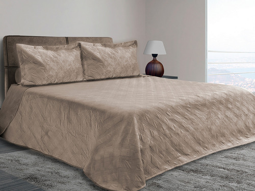 Colcha Velvet Terciopelo Champange Doble Vista Queen Size