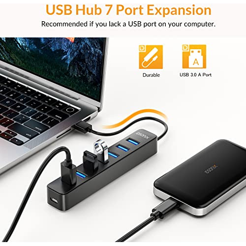 Idsonix Usb Hub 3.0, 7 Puertos 5v / 3a Powered Usb Hub,...