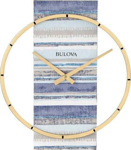 Reloj De Pared Bulova Nantucket, Acabado Dorado Y Azul