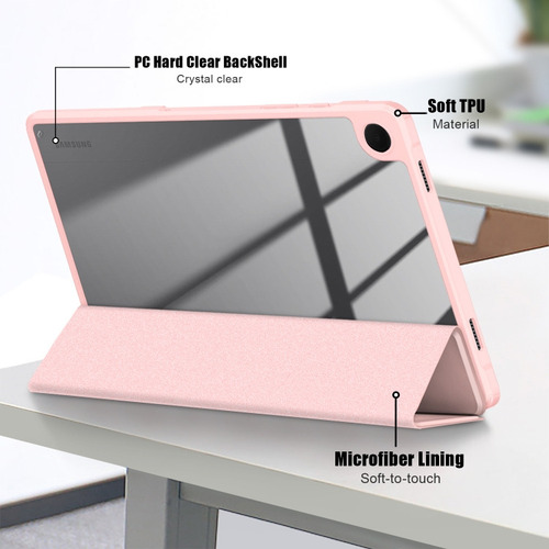 Hhfunda Rosa De 3 Pliegues De Color Sólido Para Galaxy Tab A
