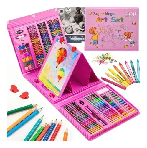 Set Kit Juego Arte Colores Infantil - 180 Pcs Estuche Madera