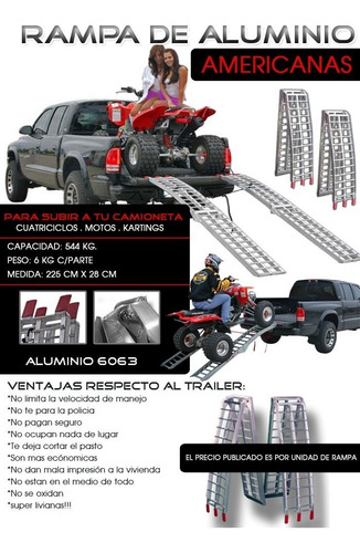 Imagen 8 de 10 de 2 Rampas Aluminio Plegables Americana Moto Atv Cuatri Top R
