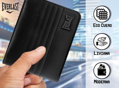 Imagen 4 de 6 de Billetera Everlast Cuero Pu Caja Logo Metalizado Tarjetero