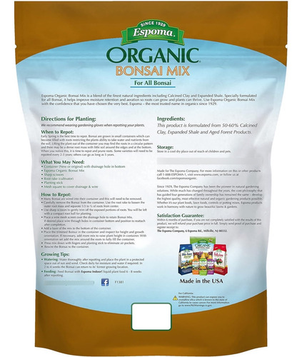 Sustrato Espoma Organico Para Bonsai 4 Quarts