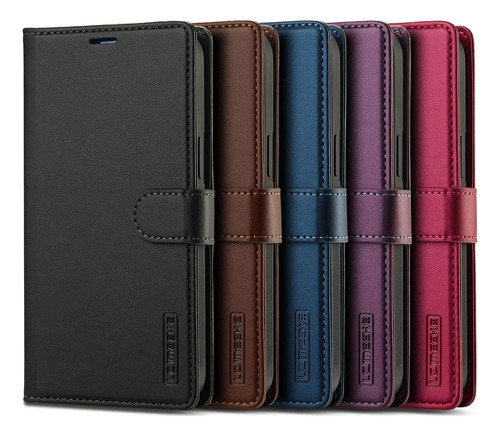 Funda Tipo Cartera De Piel Perforada Extraíble 2 En 1 Para I .