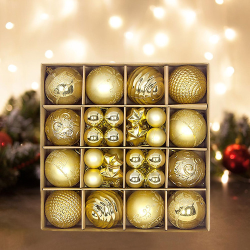 Juego De Adornos De Bolas De Navidad, Decoración De Oro