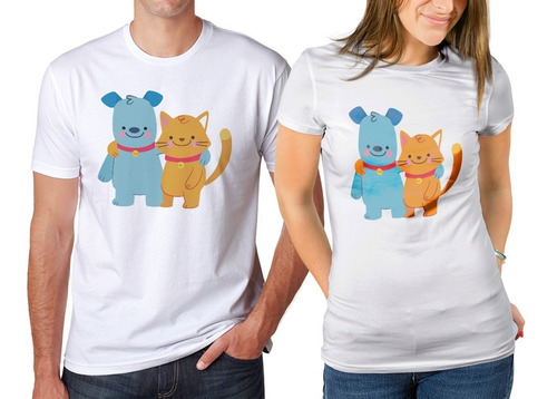 Camisetas Estampadas Amigos,combo X2 Gato Y Perro