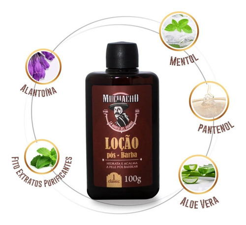 Loção Pós Barba Muchacho Classic - ação suavizante, calmante e hidratante da pele