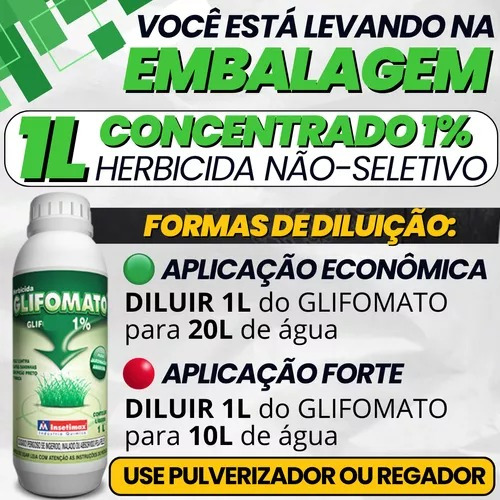 Glifomato Original 1 Litro Mata Mato Forte Concentrado